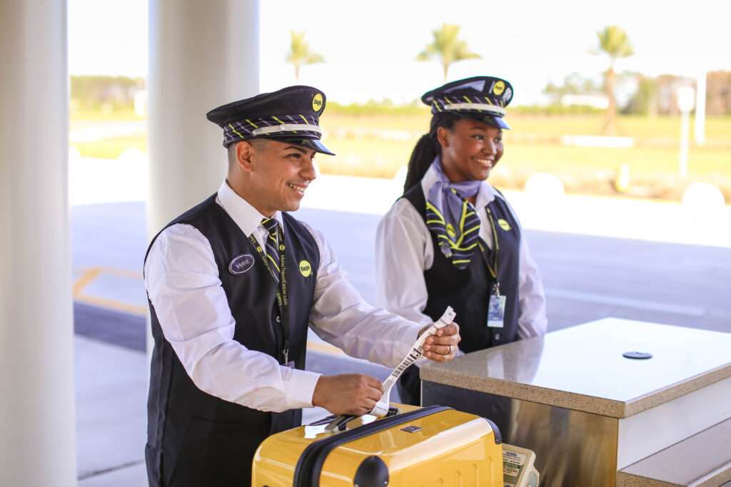 Bags employees at remote check-in